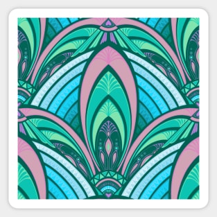 Peacock - pink & green Sticker